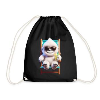 Yeti Monster in Sun Chair - Drawstring Bag - black - Front
