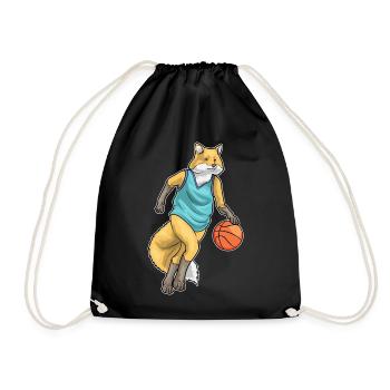 Fuchs Basketballspieler Basketball - Turnbeutel - Schwarz - Vorne
