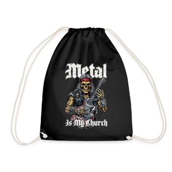 Rocking Metalhead Skeleton with Guitar - Drawstring Bag - black - Front