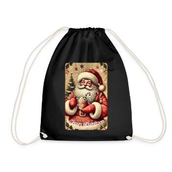 Père Noël douillet avec chocolat chaud - Sac de sport léger - noir - Devant