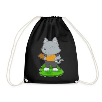 Cat Baseball Baseball Glove - Drawstring Bag - black - Front