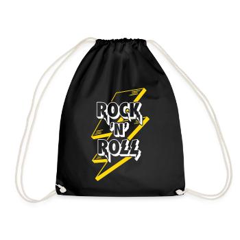 Rock'N'Roll Text Logo With Lightning - Drawstring Bag - black - Front