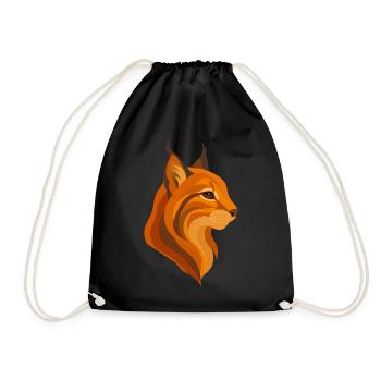 Elegant Lynx Head – Powerful Wildcat - Drawstring Bag - black - Front