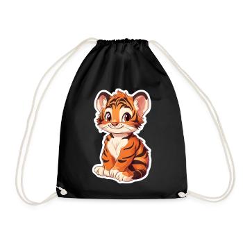 Tigre mignon - Idée cadeau amusante pour les enfants - Sac de sport léger - noir - Devant