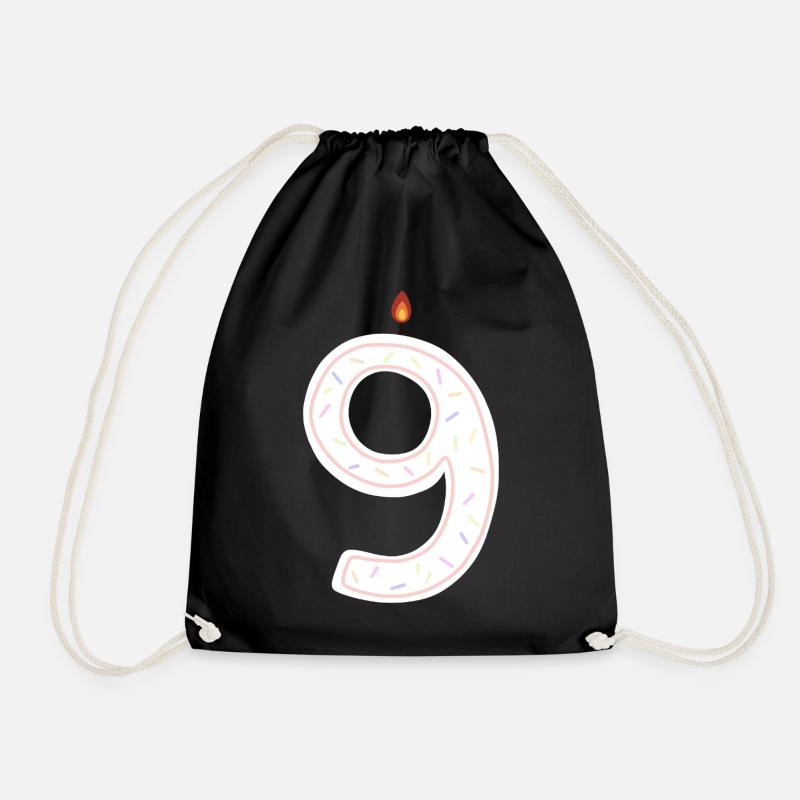 Festive Birthday Number Nine Illustration - Drawstring Bag - black