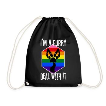 I'm A Furry Deal With It - Drawstring Bag - black - Front
