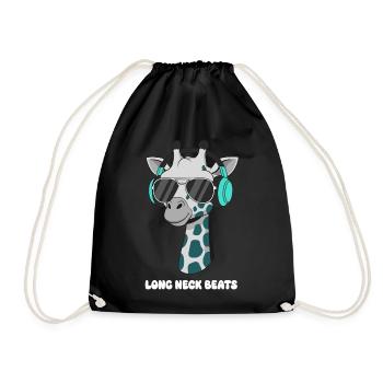 DJ girafe avec casque - Sac de sport léger - noir - Devant