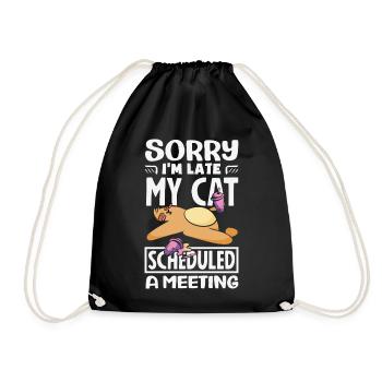 Sorry I'm late. - Drawstring Bag - black - Front