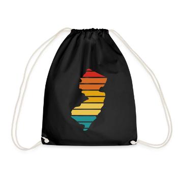New Jersey - United States of America - Stripes - Drawstring Bag - black - Front