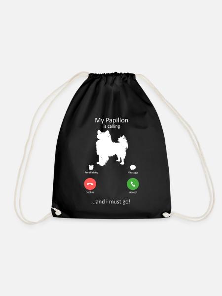 Papillon Hund Anruf-Smartphone-Schnittstelle - Turnbeutel - Schwarz