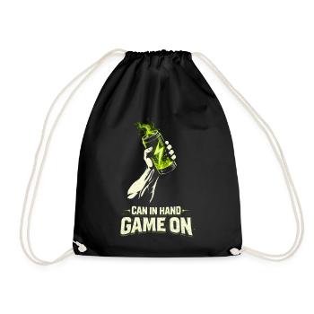 Energy Drink Can In Hand Game On - Drawstring Bag - black - Front