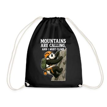 Funny climbing panda bouldering - Drawstring Bag - black - Front