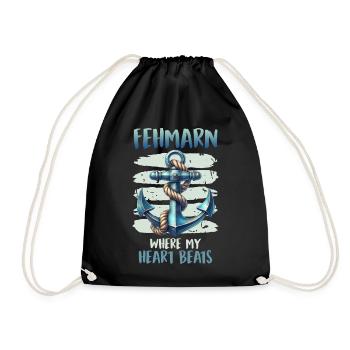 FEHMARN WHERE MY HEART BEATS Funny - Drawstring Bag - black - Front