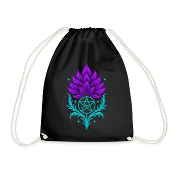 Distel mit Pentagramm - Spirituelles Symbol - Turnbeutel - Schwarz - Vorne