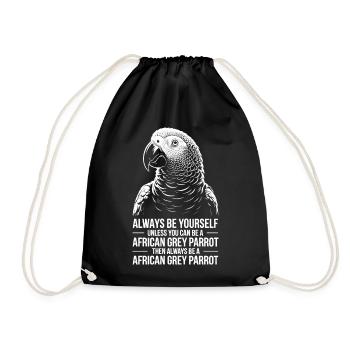 Graupapagei Sprüche Lustiges Graupapagei Geschenk  - Turnbeutel - Schwarz - Vorne