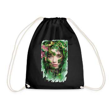 L’esprit de la nature dans la forêt de fleurs mystique - Sac de sport léger - noir - Devant