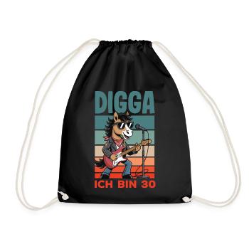 Digga Ich Bin 30 Pferd Rock - Turnbeutel - Schwarz - Vorne