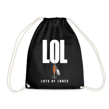 LOL Lots Of Lures Funny Angler Motif for - Drawstring Bag - black - Front