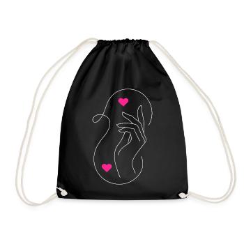 Tender Love: Hands & Hearts Design - Drawstring Bag - black - Front