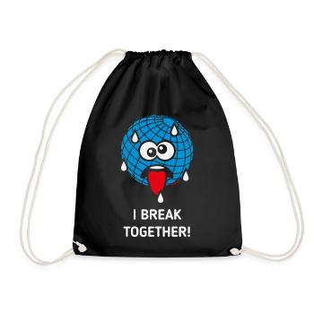 Emoticon Erde, I Break Together, Klimawandel NEG3C - Turnbeutel - Schwarz - Vorne