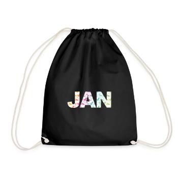 JAN - Beautiful boy name with dinosaur - Drawstring Bag - black - Front