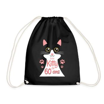 Femme De 60 Ans Adore Chats 60ème Anniversaire - Sac de sport léger - noir - Devant