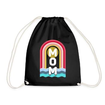 Retro Rainbow With Colorful Sea Mom - Drawstring Bag - black - Front