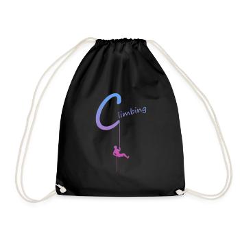 climbing, abseilen, klettern, kletterer - Turnbeutel - Schwarz - Vorne