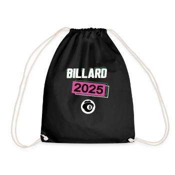 Billard 2025 Billardspieler Billardspielerin - Turnbeutel - Schwarz - Vorne