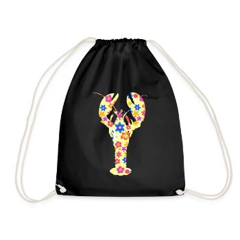 Lobster with flowers - Drawstring Bag - black - Front