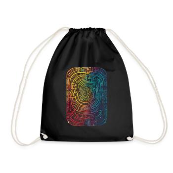 Cool, Surreal Rainbow Retro Tubes Pattern - Drawstring Bag - black - Front