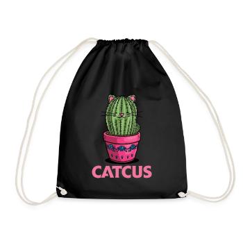 Catcus Katze und Kaktus mexikanischer Kaktus - Turnbeutel - Schwarz - Vorne