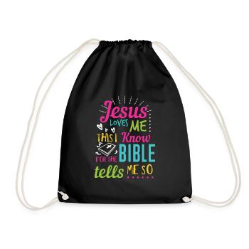 Jésus Design Oui Jésus m’aime Idée cadeau d’anniversaire - Sac de sport léger - noir - Devant