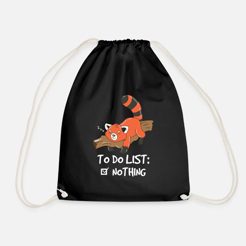 Red Panda Nette faule Waldtier To Do Liste - Turnbeutel - Schwarz