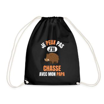 I can't I hunt with my dad - hunt - Drawstring Bag - black - Front
