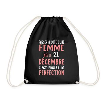 Anniversaire - Née 21 Décembre Frôler perfection - Sac de sport léger - noir - Devant