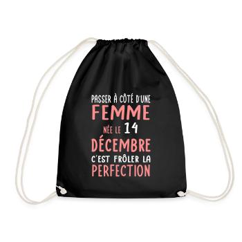 Anniversaire - Née 14 Décembre Frôler perfection - Sac de sport léger - noir - Devant