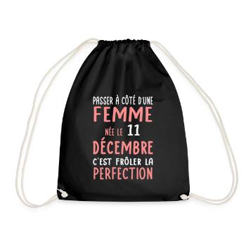 Anniversaire - Née 11 Décembre Frôler perfection - Sac de sport léger - noir - Devant