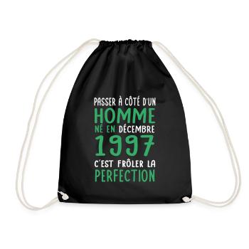 Anniversaire 25 ans - Né en Décembre 1997 - Sac de sport léger - noir - Devant