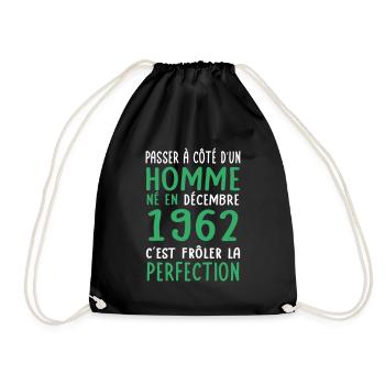 Anniversaire 60 ans - Né en Décembre 1962 - Sac de sport léger - noir - Devant