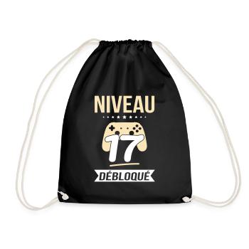 Anniversaire 17 ans - Niveau 17 débloqué - Gamer - Sac de sport léger - noir - Devant