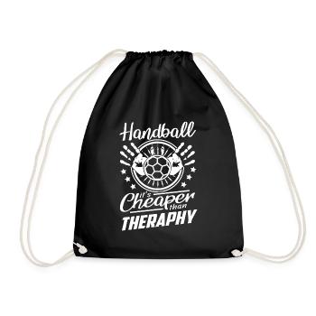 Handball Sprüche Billiger als Therapie - Turnbeutel - Schwarz - Vorne