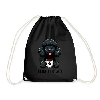 Pudel liebt schwarzen Kaffee "I like it black" - Turnbeutel - Schwarz - Vorne