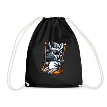 Mignon zèbre balançoire aire de jeux dessin animé - Sac de sport léger - noir - Devant