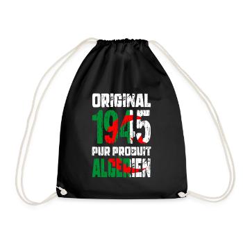 80th Birthday - Original - 1945 - Algerian - Drawstring Bag - black - Front
