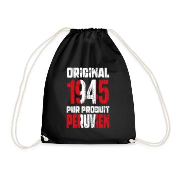 80. Geburtstag - Original 1945 - Peruanisch - Turnbeutel - Schwarz - Vorne