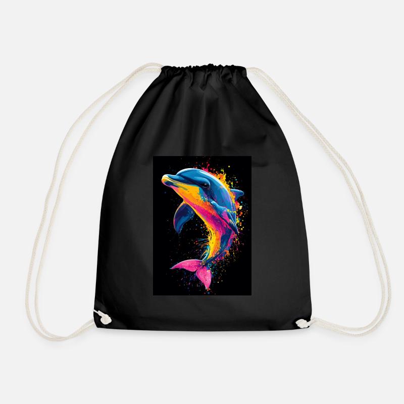 Delfin Pop Art Bunt - Turnbeutel - Schwarz