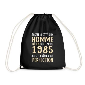 40th Birthday - Born in September 1985 - Drawstring Bag - black - Front