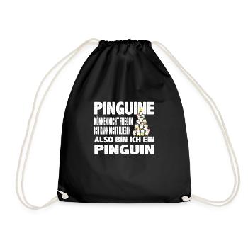 Pinguin Spruch Jungen Mädchen Kinder Antarktis - Turnbeutel - Schwarz - Vorne
