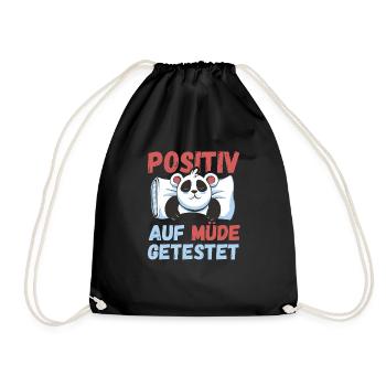Positiv auf Müde getestet Pandas Fun - Turnbeutel - Schwarz - Vorne